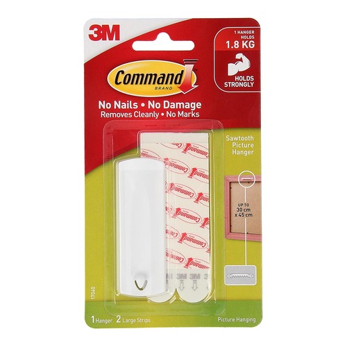 Command Picture Hanger 17040 Large White Sawtooth Pk/1