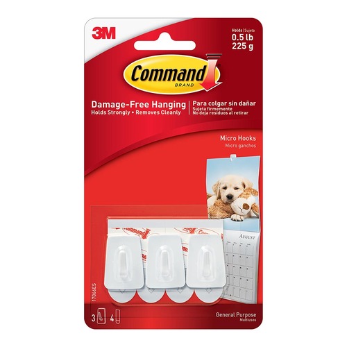 Command Hook 17066 Micro White, Pack of 3