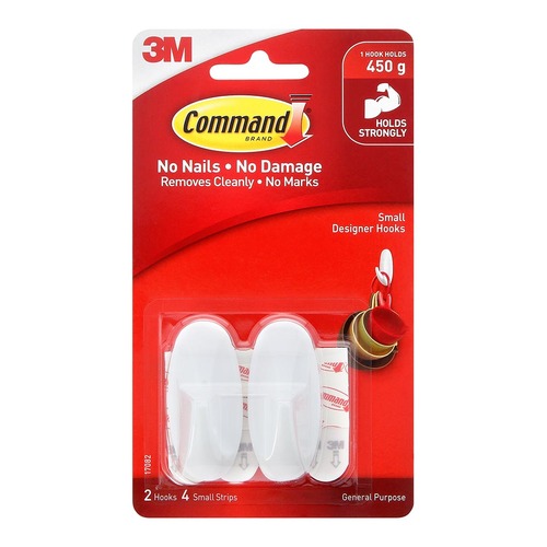 Command Hook 17082 Small White Designer, Pack of 2
