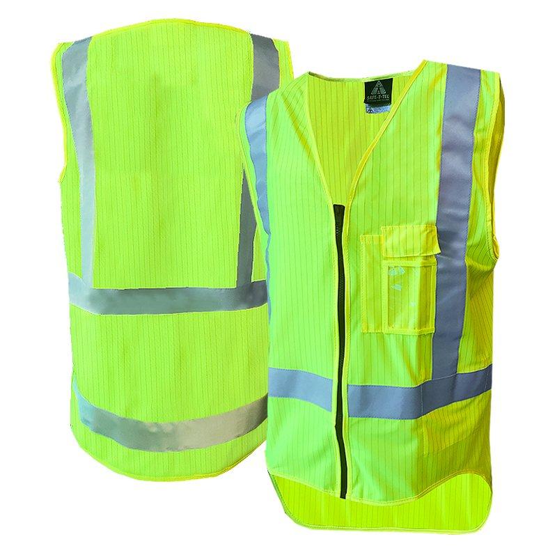 Hi-Vis Vest, Zip, D/N, Flame Ret, Yellow-Size S