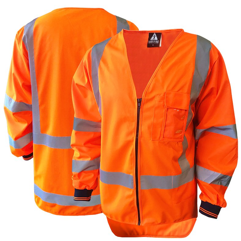 Hi-Vis Vest, Long Sleeve, Zip, Ttmc, Orange-Size 4Xl