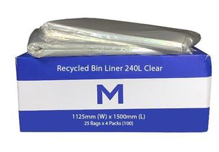 Large Wheelie Bin Liner 240L Clear Recycled - Matthews