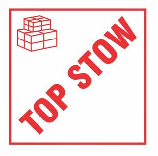 Top Stow Handling Label - White/Red, 99mm x 99mm Carton 12