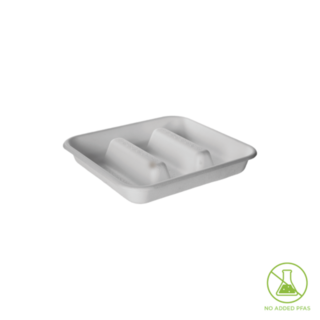 Tray 7in 3 Comp Square (Taco) White 184 x 171 x 25   - Detpak