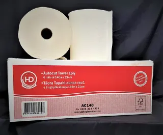 Autocut Towel 1ply, 43gsm 140mtr x 6 - Hygiene Direct