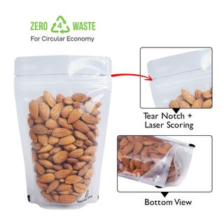 Stand up Pouch 28g Recyclable Clear w Zip no Valve 80w x 130h x (25 + 25)g 