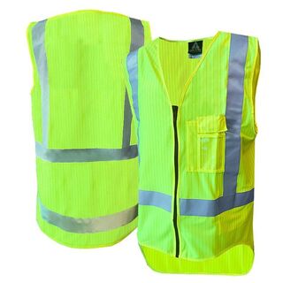 Hi-Vis Vest, Zip, D/N, Flame Ret, Yellow-Size 6Xl
