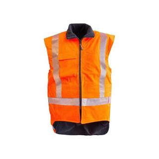 Hi-Vis Fr Fleece Lined Pu Vest, Orange-Size 3Xl