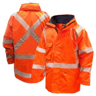 Hi Vis-Rain Jacket ,Flame Retardant, Orange Ttmc-Size 3Xl