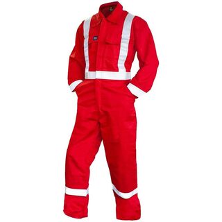 Fr Overall, 240 Gsm.88/12 11 Cal, Red With Tape-Size 5