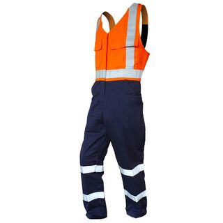 Overall Action Bib, 300Gsm Cotton, Orange/Navy,D/N-Size 8
