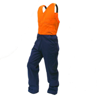 Overall Action Bib, Poly/Cotton, Orange/Navy-Size 5