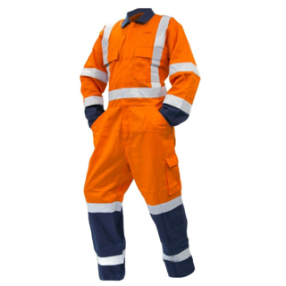Overall Ls,240Gsm Poly/Cotton, Orange/Navy Ttmc-W-Size 14
