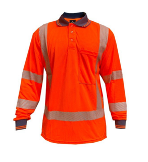 Polo Shirt Ls, Ttmc, Side Vents, Transfer Tape-Size 3Xl