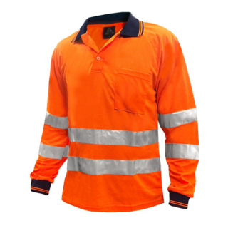 Polo Shirt, Ls, Orange, Tape Au Style-Size 6Xl