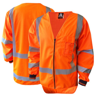 Hi-Vis Vest, Long Sleeve, Zip, Ttmc, Orange-Size 6Xl