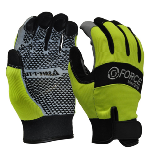 Mechanics Gloves Silicone Grip, Fluoro-Size Xl