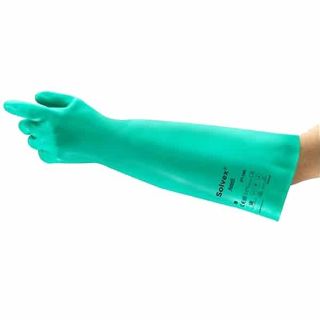 Ansell AlphaTec 37-185 Nitrile Chemical Gauntlet Gloves – High Comfort and Strength - XL