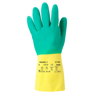 Ansell AlphaTec 87-900 Latex and Neoprene Chemical Gloves – Excellent Wet and Dry Grip - 2XL